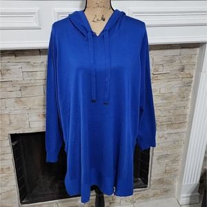 Cyrus royal blue hooded tunic‎ length sweater plus size 2X new!!